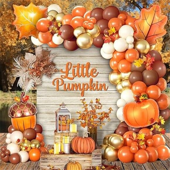 163Pcs Fall Thanksgiving Decorations Balloon Arch Kit, Fall Party Decorations - Picture 7 of 7